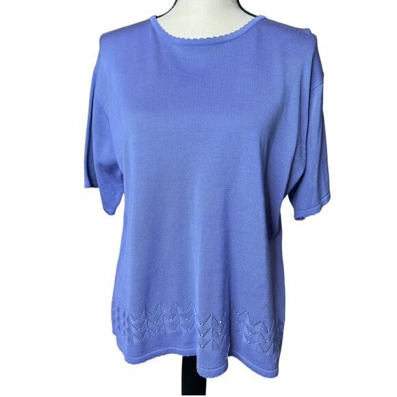 Southern Lady Cardigan Twin Set w/Crochet Pearl Detail in Purple Size XL - Picture 2 of 7